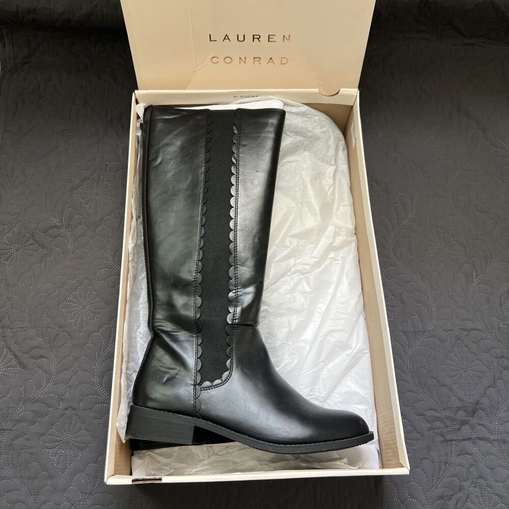 Lauren Conrad Molasses Black SZ 9 Memory Foam Tall Boots w/Box Comfort Boho Chic